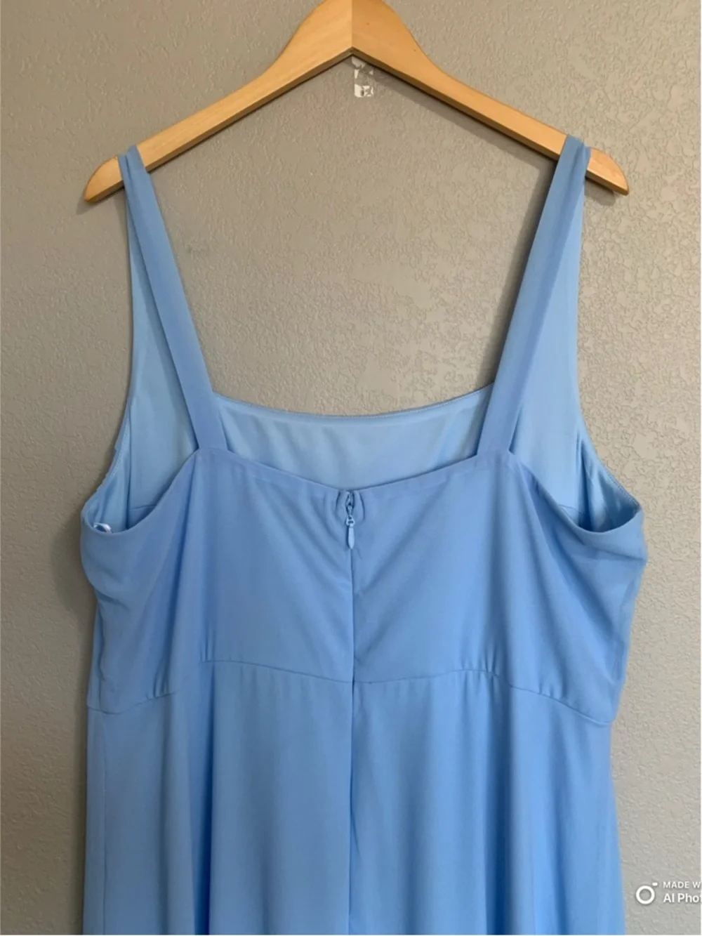 Lulu's Sky Blue Square Neck Maxi Dress with Front Slit